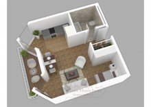 Grundriss Ohne K�uferprovision: Charmante 1-Zimmer-Wohnung mit Loggia und Abendsonne