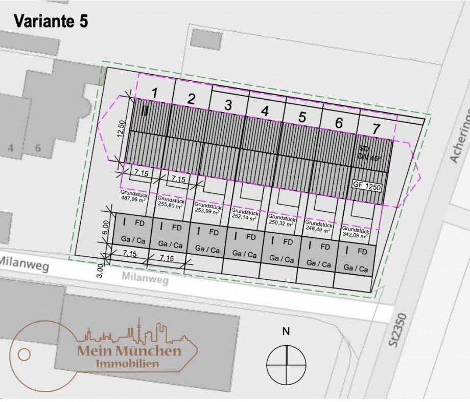 Var.5: Reihenhausbebauung mit 7 Wohneinheiten Wohngrundst�ck Freising / Achering