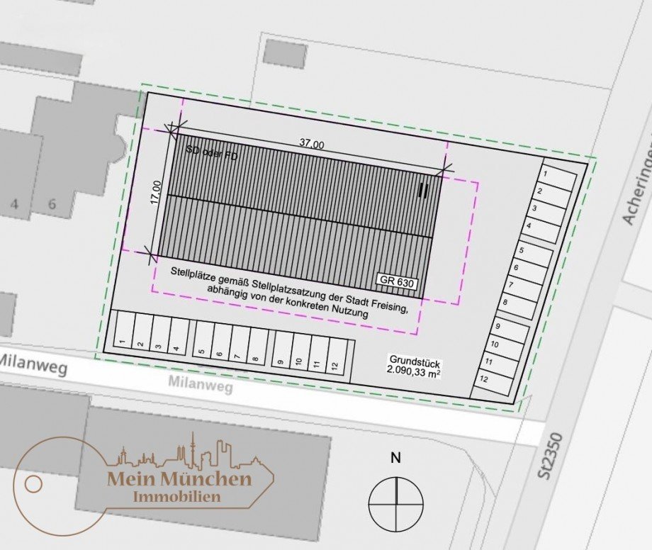 M�gliche gewerbliche Bebauung Gewerbegrundst�ck Freising / Achering